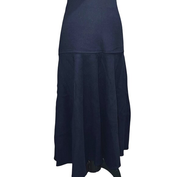 OGL Cashsoft Wool Like Flared Maxi Skirt Sz Large Womens Navy Blue - Picture 8 of 16